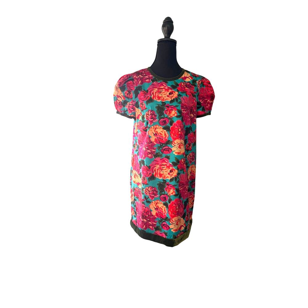 Elizabeth James The Label Floral Mini Dress M | Teal, Pink & Coral